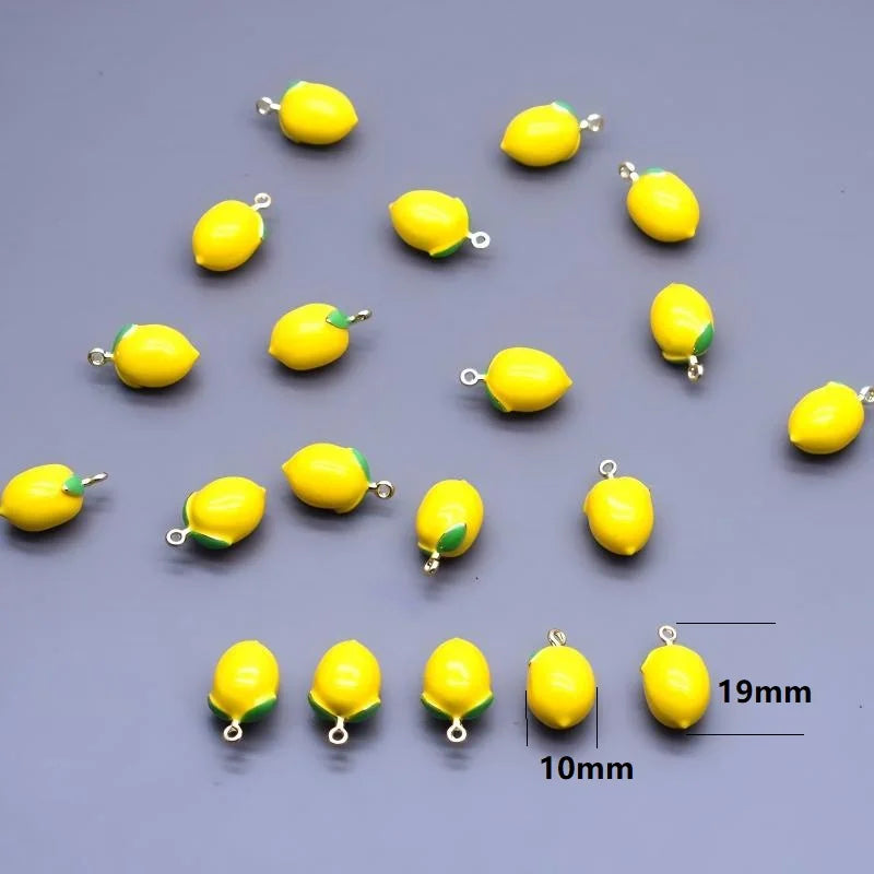 Fruit Drip Oil Charms Set for Jewelry Making - Apple Peach Mango Durian Pendants, Small Alloy DIY Necklace & Earring Charms