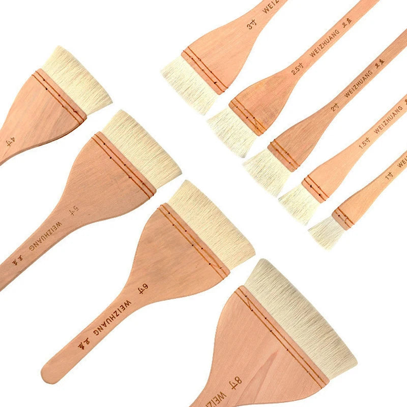 High-Quality Wooden Handle Goat Hair Paint Brushes for Wall Art and Painting