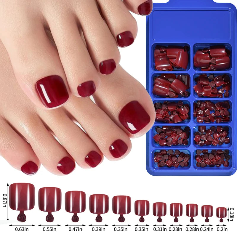 100Pcs Short Square False Toenails - Full Cover Acrylic Tips for Summer Wear - Clear, Beige, White, Frosted