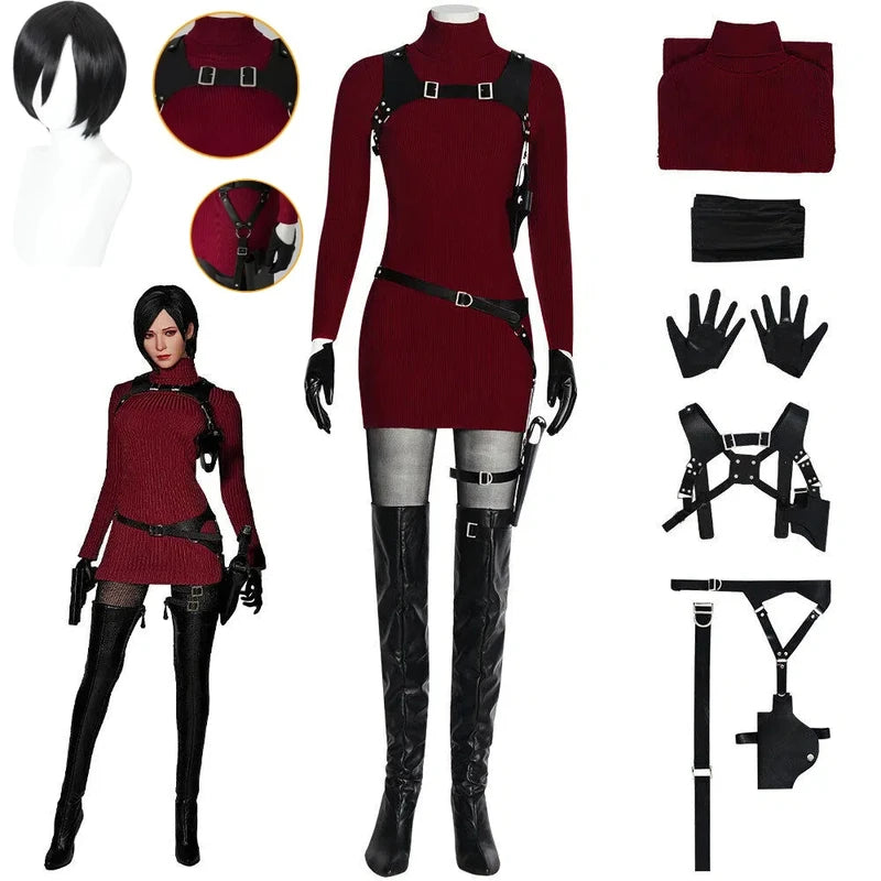 Resident Evil Ada Wong Cosplay Costume Set for Halloween Comic Con Stage