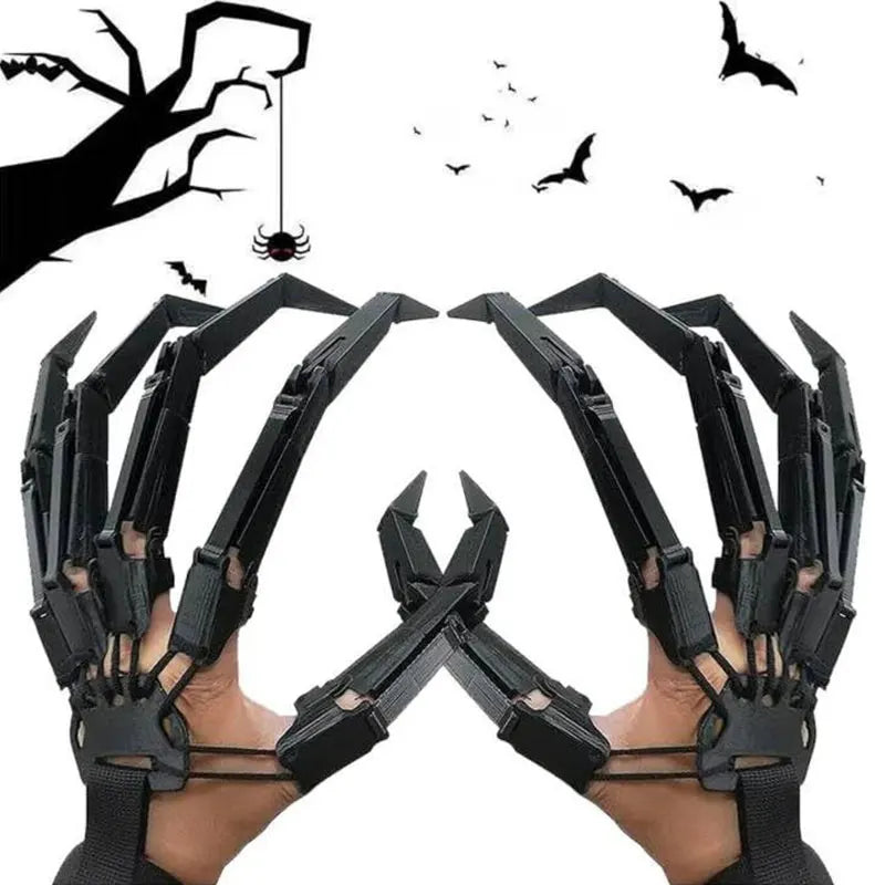 Halloween Articulated Fake Skeleton Hand Fingers Prop - Spooky Horror Cosplay Gloves