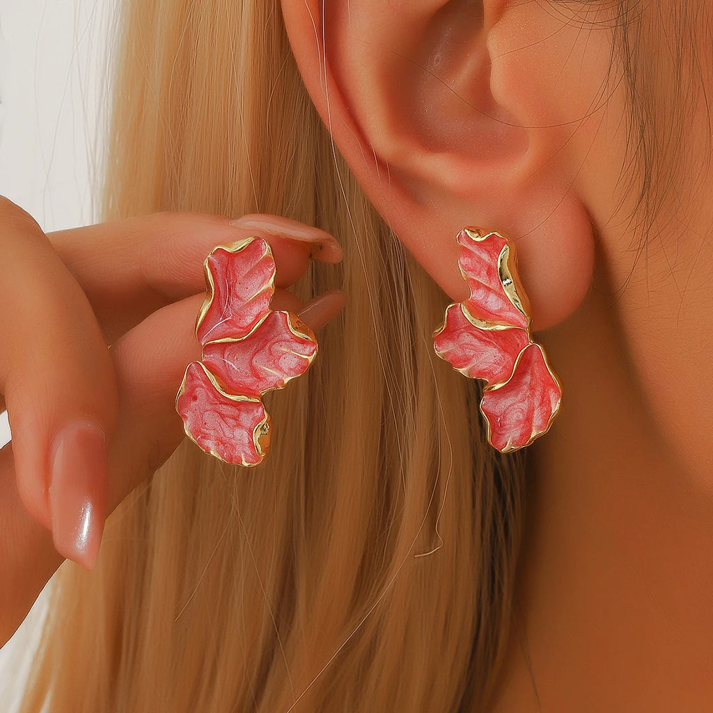 Women's Colorful Leaf Earrings 2-Pack - Fashion Flower Drop Jewelry