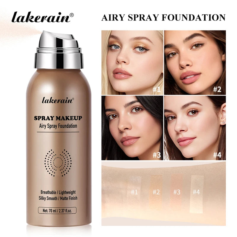 Waterproof Matte Finish Spray Foundation - Breathable, Sweat-Resistant Makeup