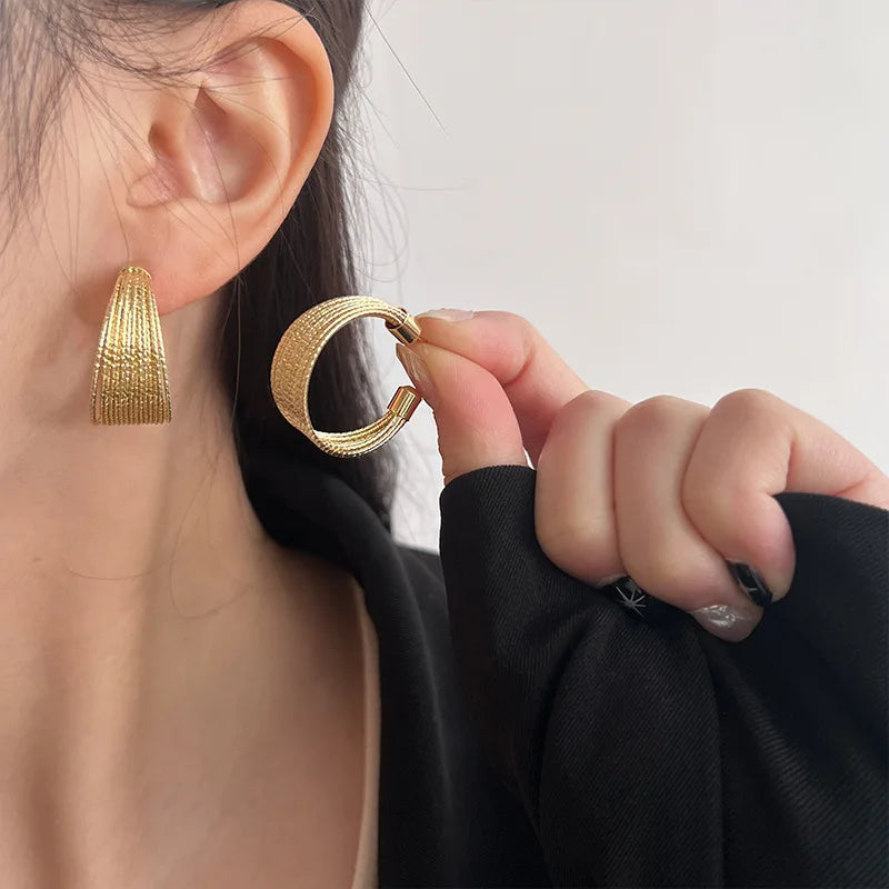 Elegant Multilayer Stud Earrings for Women - Retro Fashion Jewelry, Party Gift