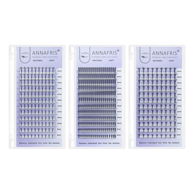 Premade Eyelash Extensions - Natural Cashmere False Fans for Lash Professionals