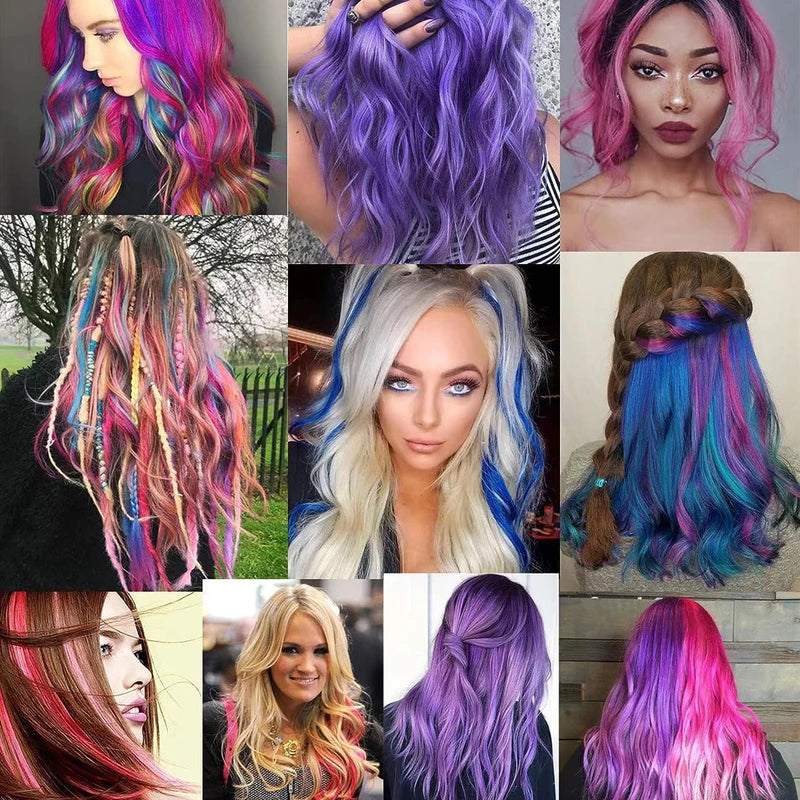 Colorful Clip-In Hair Extensions 6-Pack - 22 Inch Synthetic Highlights