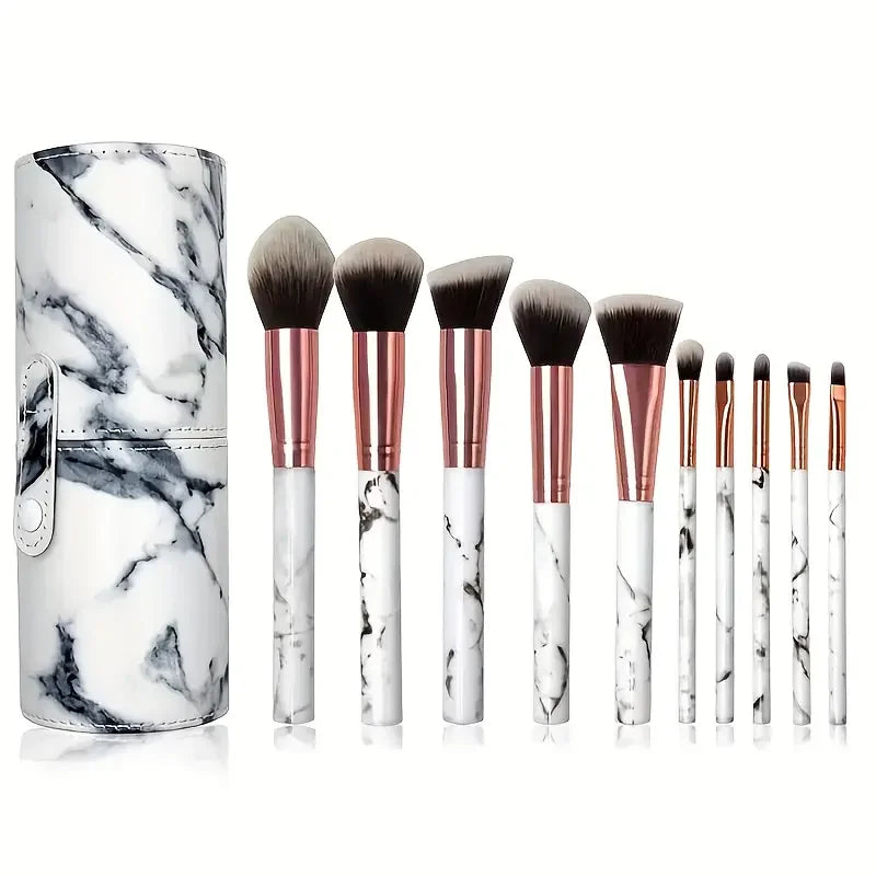 10pcs Makeup Brush Set with Soft Fluffy Face Eye Blush Foundation Powder Blending Tools