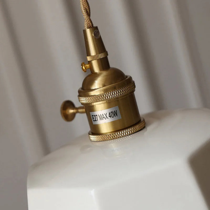 Retro Brass-Glazed Ceramic Chandelier for Bedroom, Restaurant, Bar & Entrance Lighting