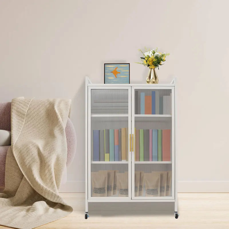 4-Tier Steel Storage Cabinet with Adjustable Shelves & Magnetic Doors for Kitchen Office