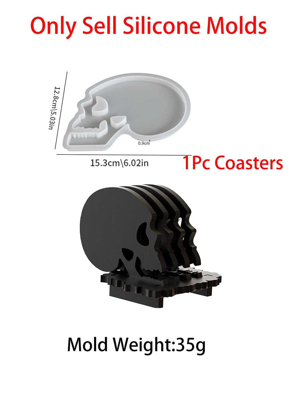 DIY Halloween Skull Resin Silicone Mold for Coasters & Home Decor