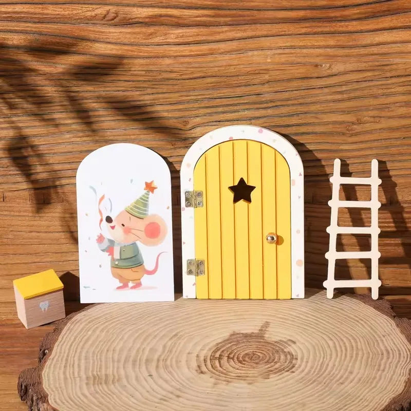 Baby Wooden Dollhouse Miniature Fairy Elf Door Wall Decoration Craft Ornament Gift