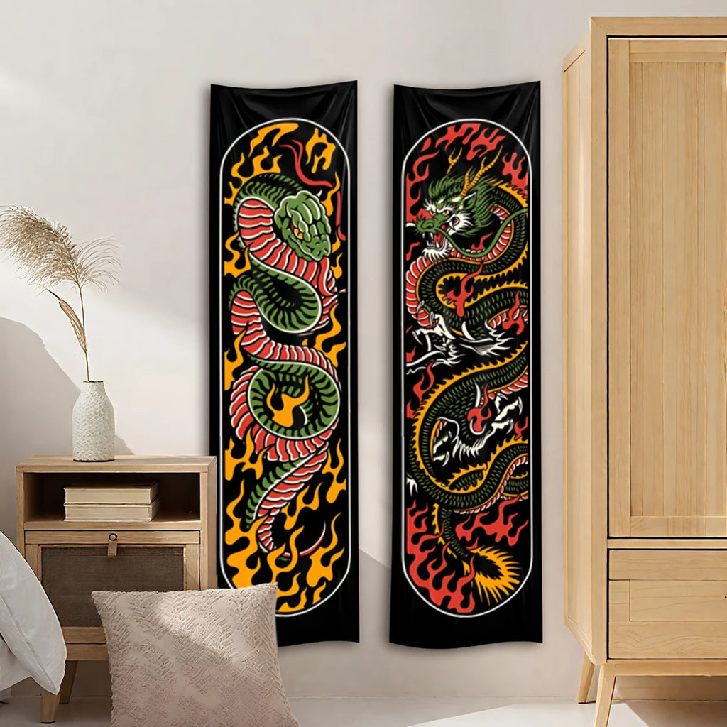 Mythic Animal Tapestry Wall Decor Long Serpent Vertical Wall Hanging - Aesthetic Home Art