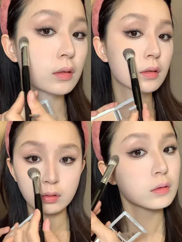 Mini Face Blush Brush Set - Powder, Cream & Liquid Makeup Tools for Precise Application