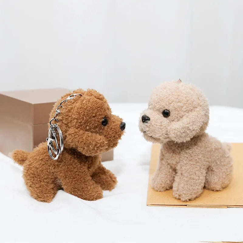 12cm Cute Teddy Dog Plush Keychain Small Pendant Kids Toy Backpack Accessory Christmas Gift