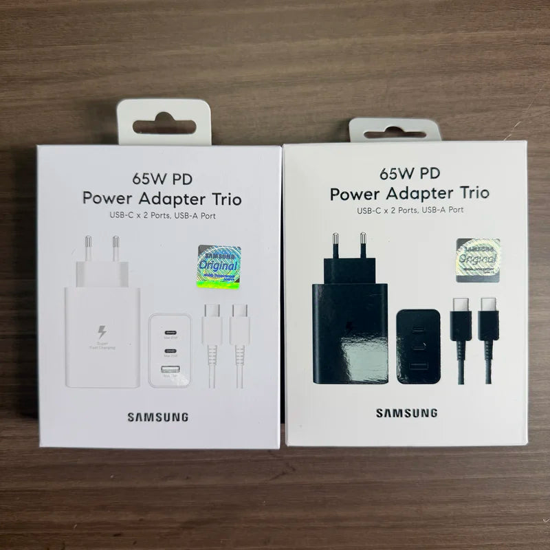 Samsung 65W 3-Port Fast Charging Wall Charger for Phones, Tablets, Laptops