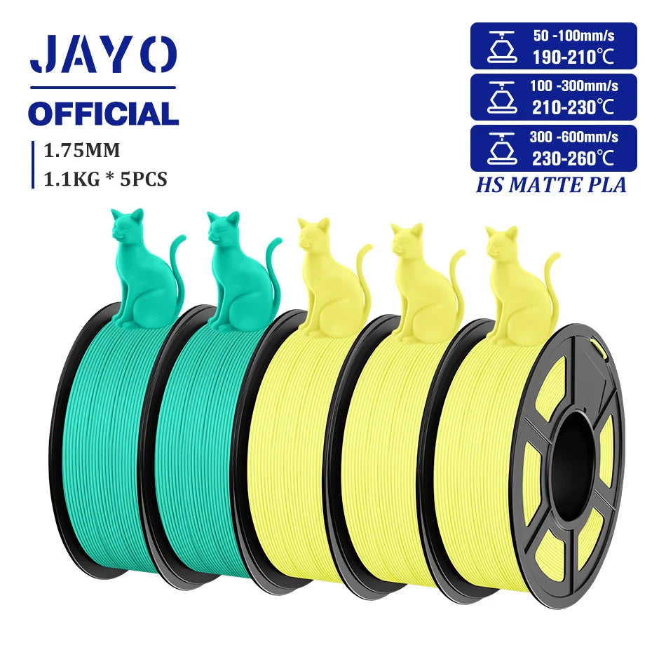 3D Printer Filament Set PLA PETG Silk Wood Marble 1.75mm 5 Rolls 1.1KG