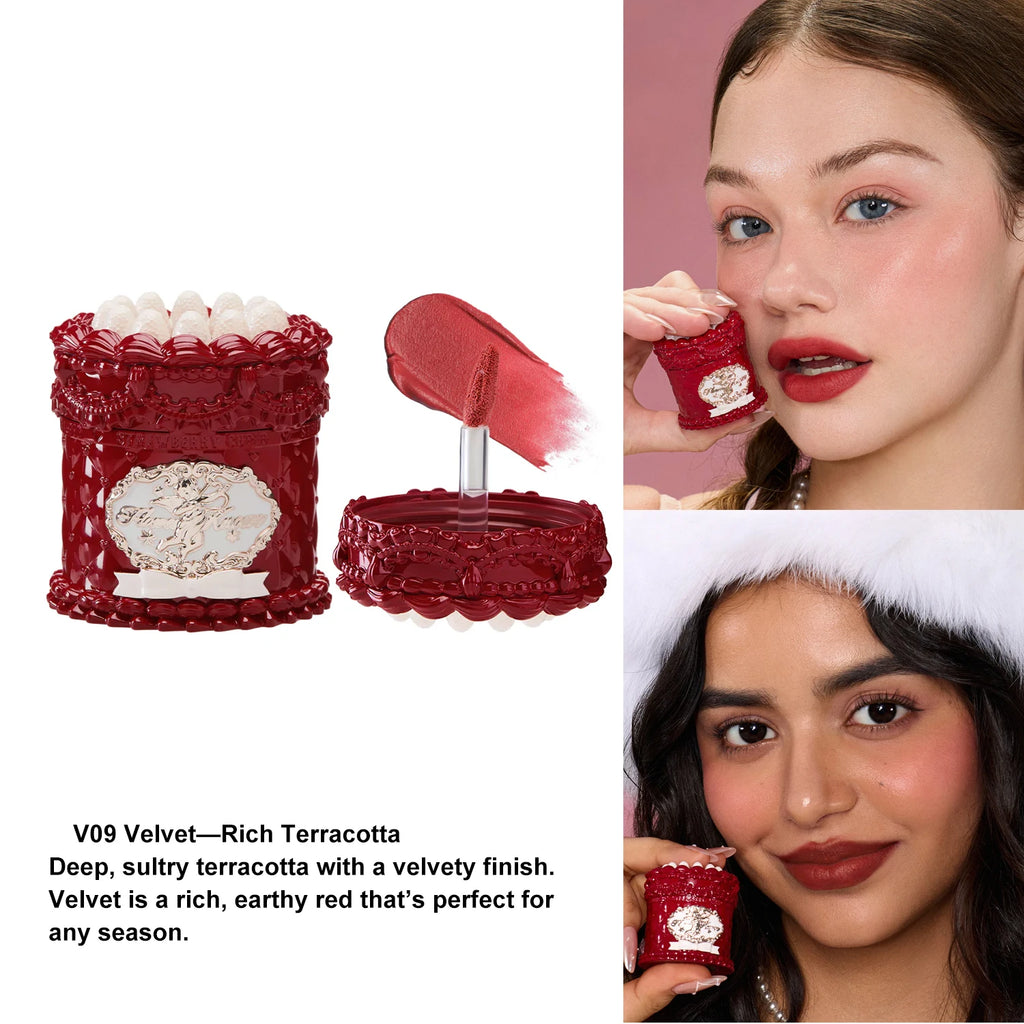 Flower Knows Strawberry Cupid Lip Cream - Matte Velvet Lip Tint, Long Lasting Moisturizer