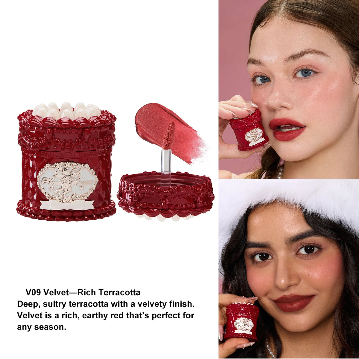 Flower Knows Strawberry Cupid Lip Cream - Matte Velvet Lip Tint, Long Lasting Moisturizer