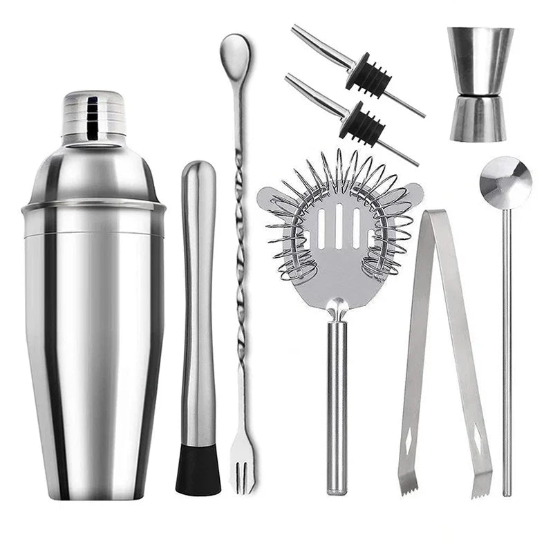 6/9pcs Stainless Steel Cocktail Shaker Bartending Barware Set with Storage Bag