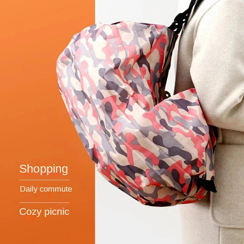 Large Capacity Foldable Travel Storage Bag with Handle - Camouflage Shopping Tote