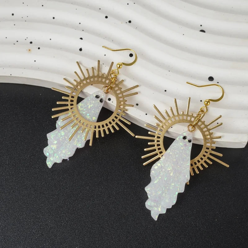 Goth Sun Ghost Star Earrings Halloween Handmade Resin Gothic Punk Jewelry