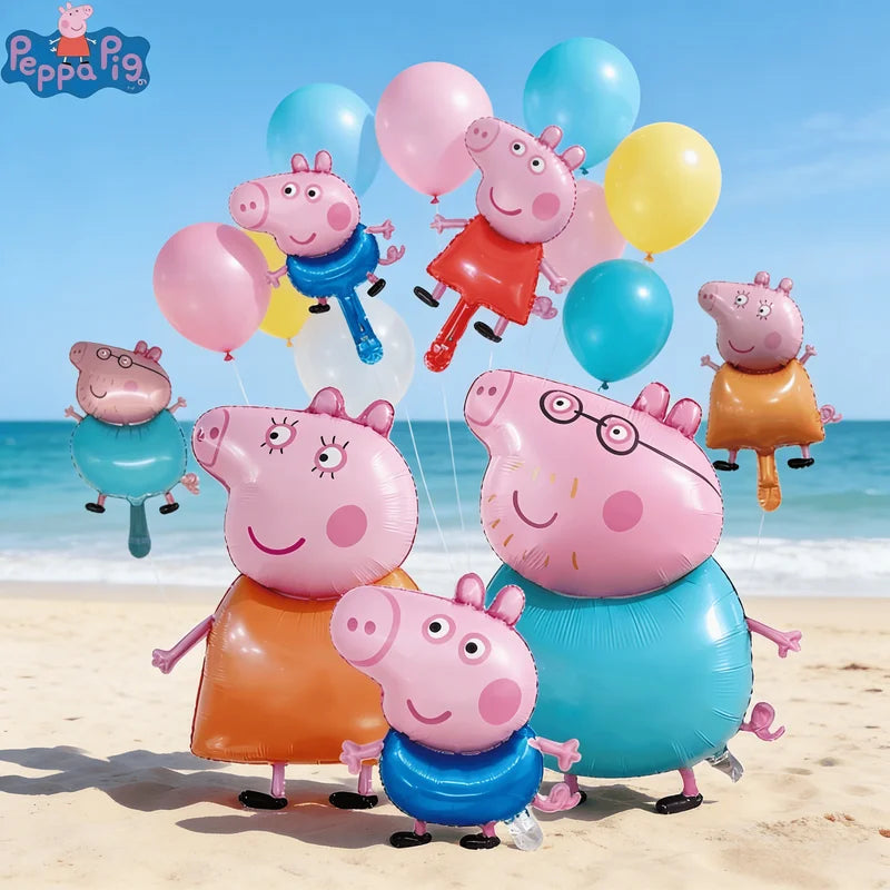 7pcs Peppa Pig Family Themed Birthday Balloons Party Decor Cartoon Kids Celebration