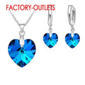 925 Sterling Silver Bridal Jewelry Set with Crystal Heart Necklaces & Hoop Earrings Women Girls Engagement