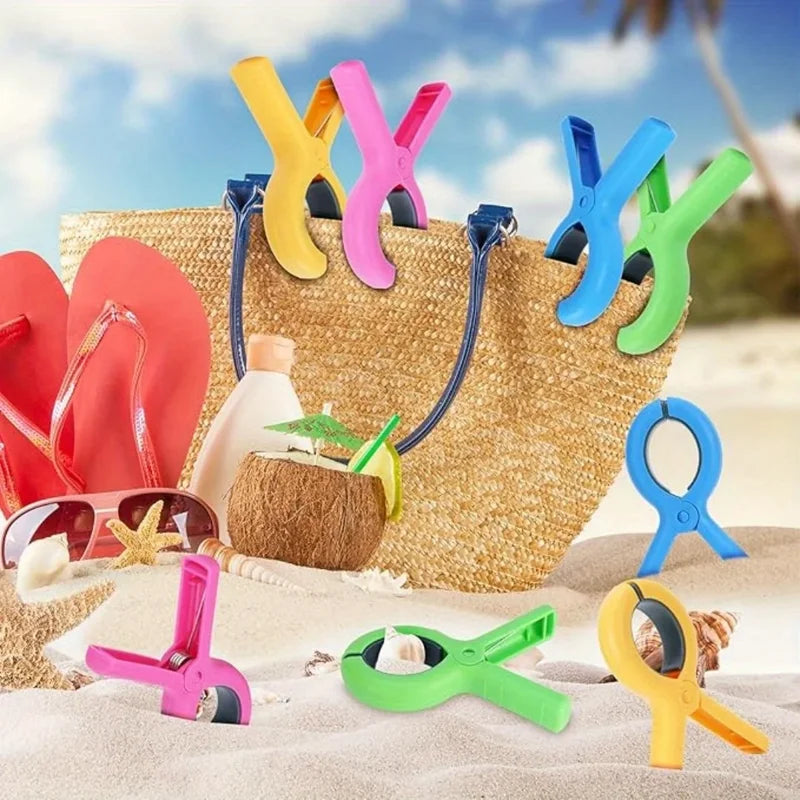 Heavy-Duty Beach Towel Clips Set - Windproof Clothes Pins for Sand & Windy Conditions