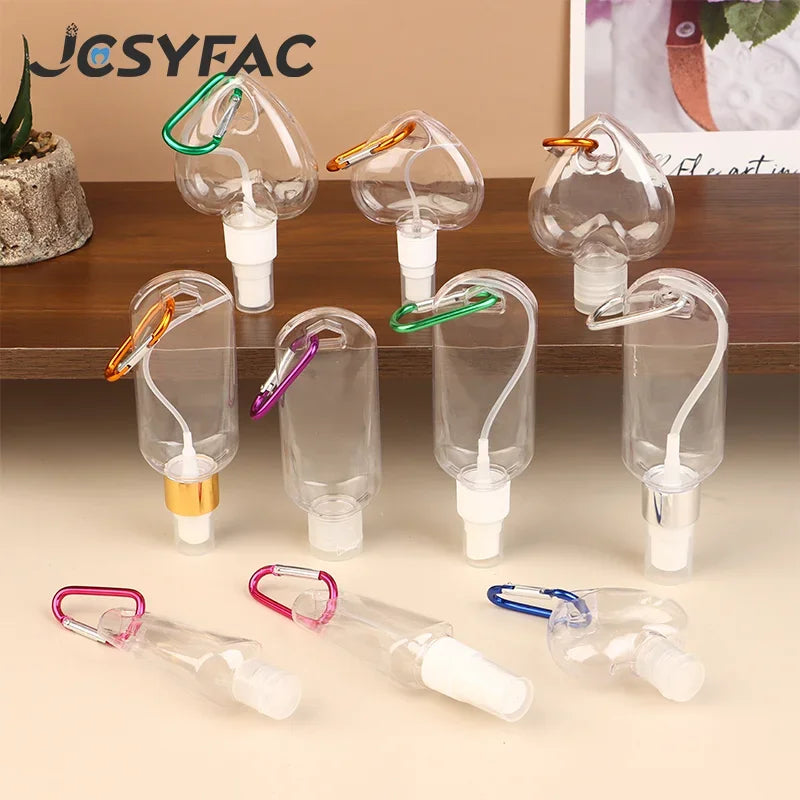 30/50ml Portable Perfume Spray Bottles with Carabiner Hook - Travel Makeup Container