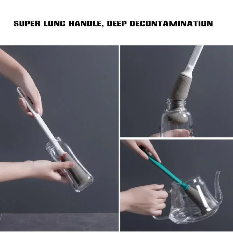 Long Handle Bottle & Glass Cleaning Brush Set for Cups, Thermos, and Bottles