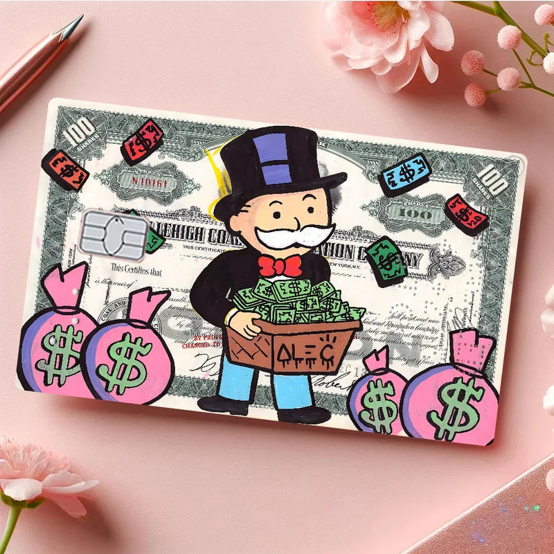 Monopoly Dollar Cartoon Card Skin Stickers for Credit & Debit Cards - Waterproof & Scratch Resistant