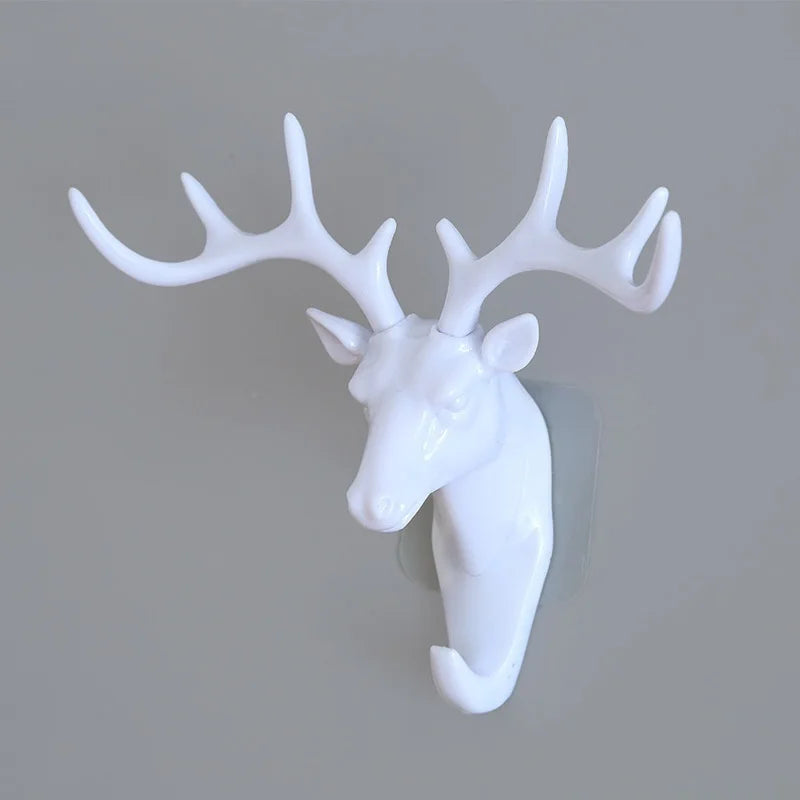 Wall Hanging Deer Head Hook Vintage Antlers Rack for Clothes Hat Scarf Keys