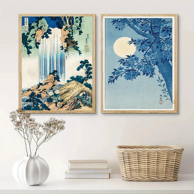 Japanese Mount Fuji Cherry Blossom Wall Art Canvas Print for Modern Home Decor