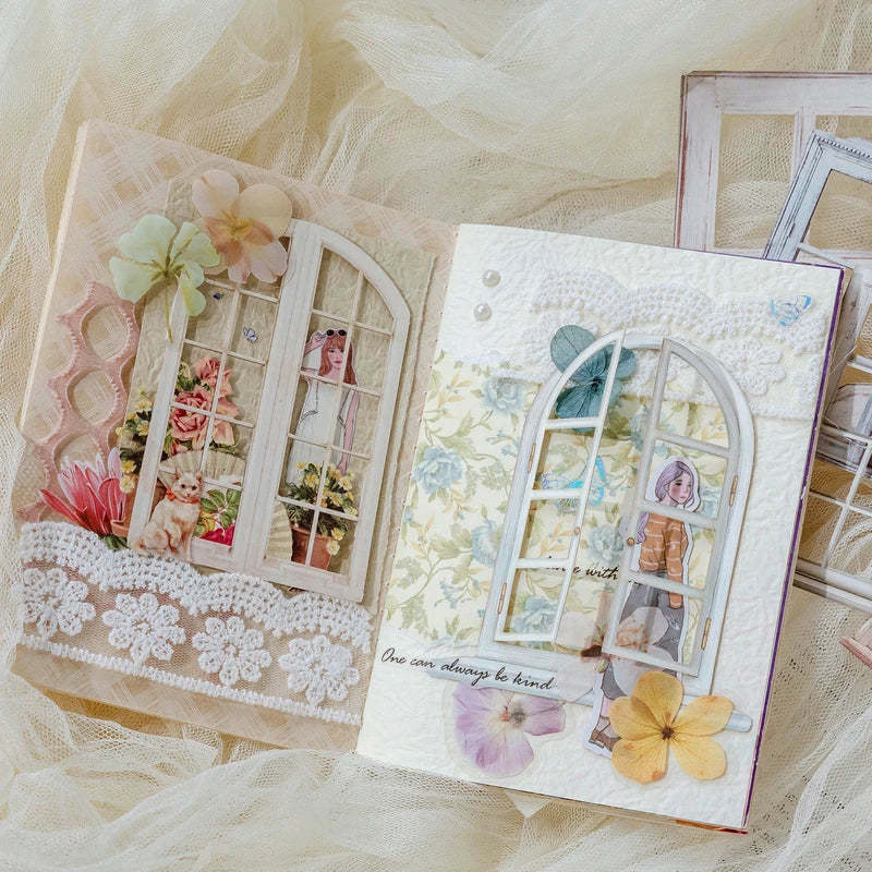 10 Sheets Vintage Hollow Door Window Stickers for Diy Diary Scrapbooking Stationery