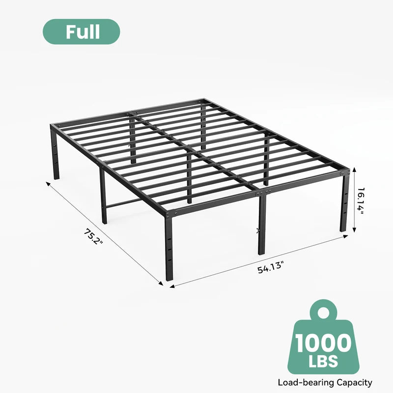 Metal Platform Bed Frame with Storage Space - Heavy Duty Steel Slat Support