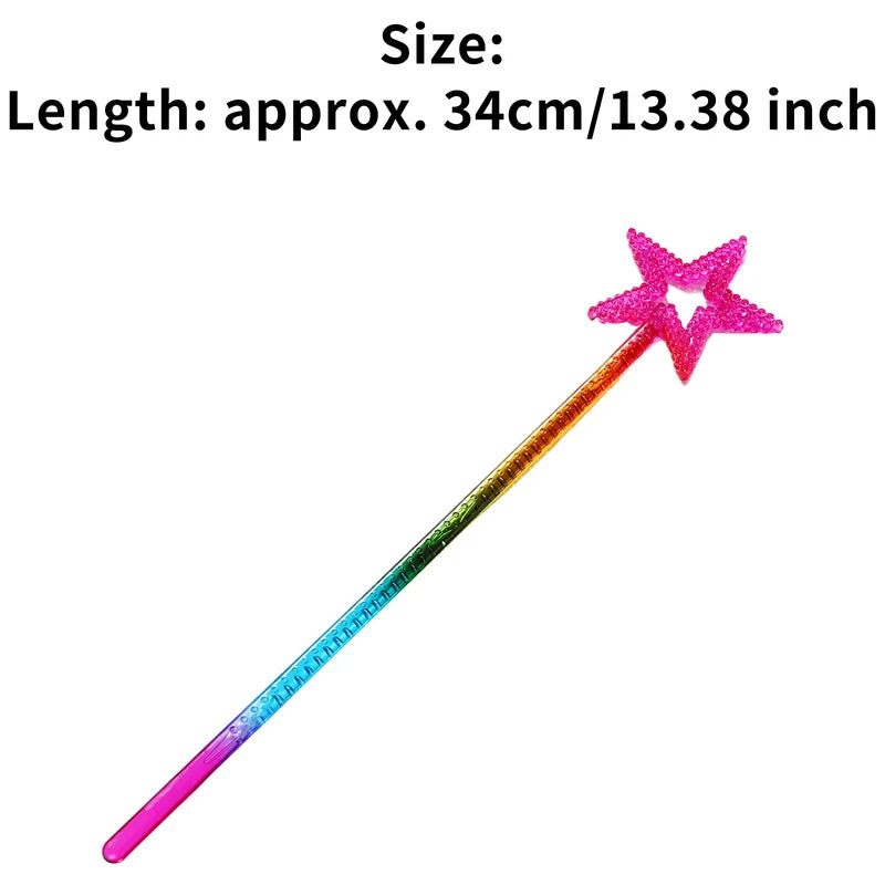 Kids Fairy Wand with Star Shape - Colorful Plastic Princess Accessory for Costume & Party