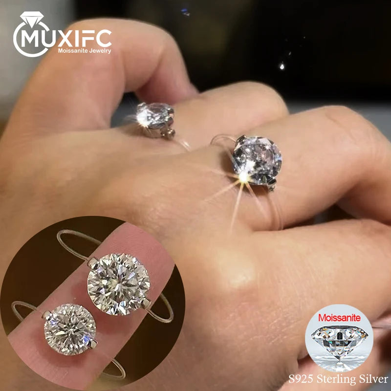Moissanite Engagement Ring 1 Carat S925 Silver Wedding Band for Women