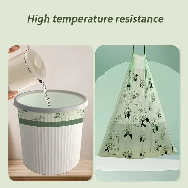 Heavy-Duty Drawstring Garbage Bags Pack - Thickened Plastic Trash Bin Liners