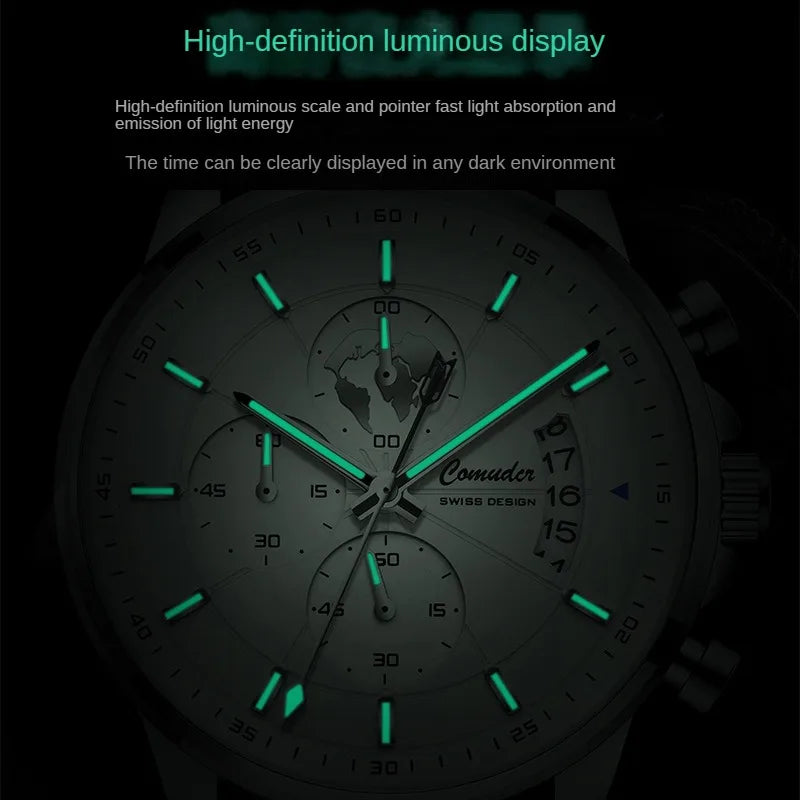 Men's Automatic Waterproof Luminous Watch with Calendar - Fashion Quartz Wristwatch