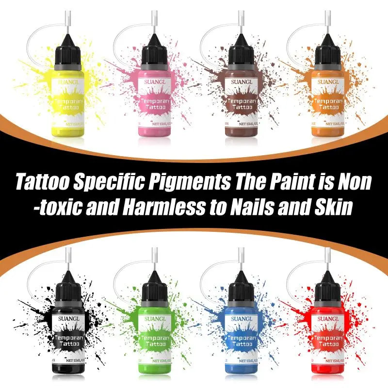 Colorful Tattoo Juice Paste for Body Art, Semi-Permanent DIY Henna Tattoo Kit