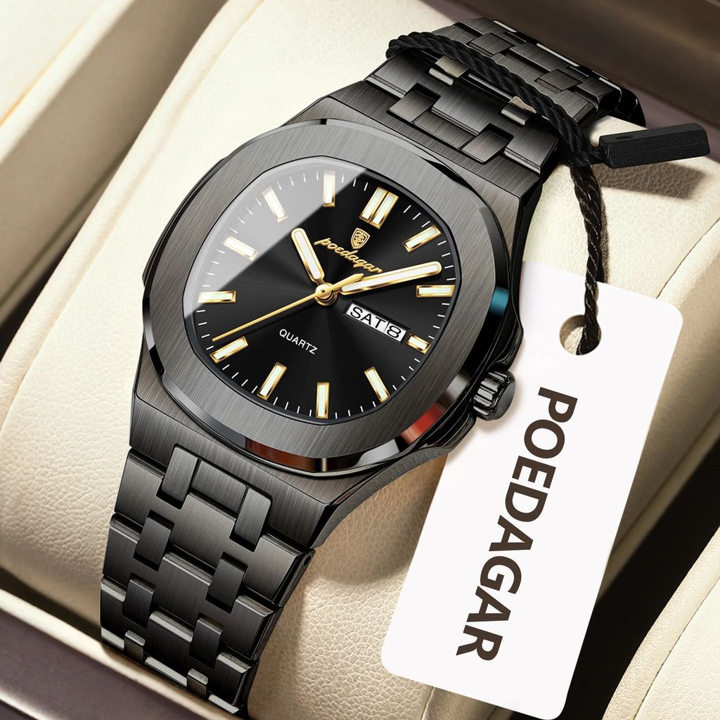Square Women's Waterproof Luminous Quartz Watch with Date - Stainless Steel, Fashion Gift