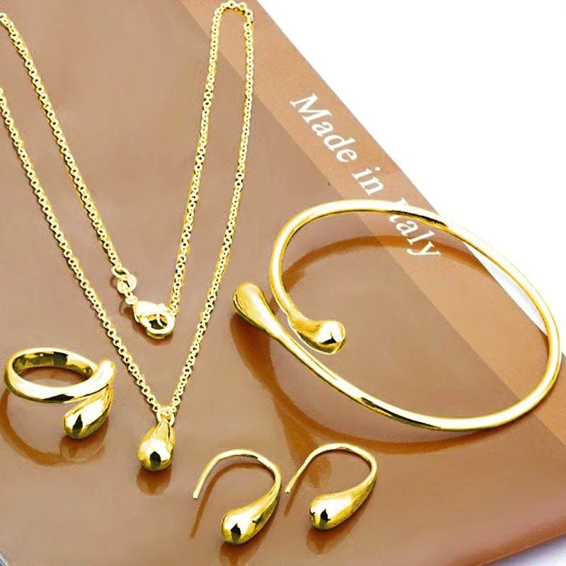 Water Drop Jewelry Set - Necklace, Bracelets, Rings & Earrings - Gift Set