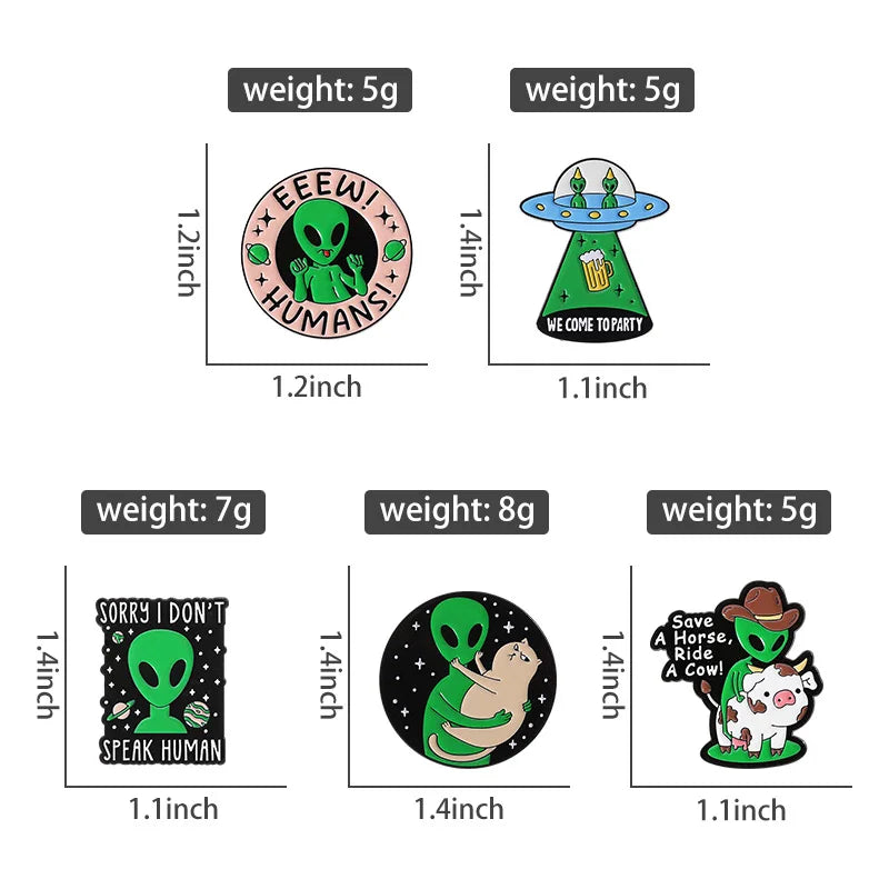 Creative Space Cat Alien Badge Brooch for Clothes - Metal Pin Accessory