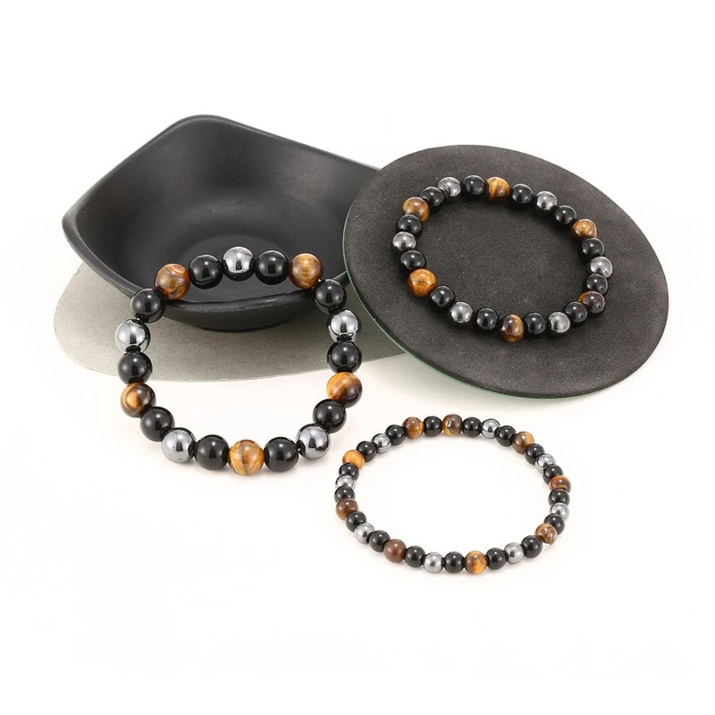Natural Obsidian Hematite Tiger Eye Beads Bracelets for Men and Women – Healing Jewelry