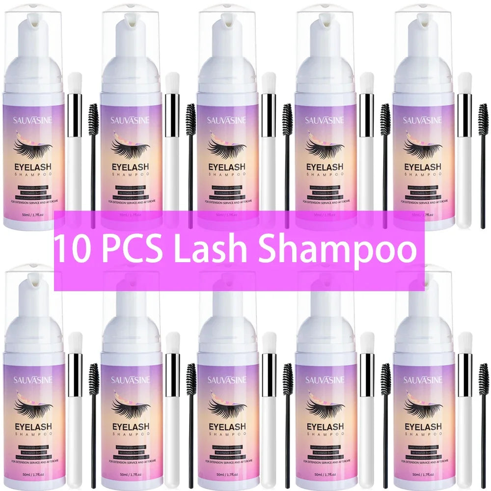 Eyelash Extension Foam Cleanser Kit with Brush - 50ML Makeup Removal & Lash Care