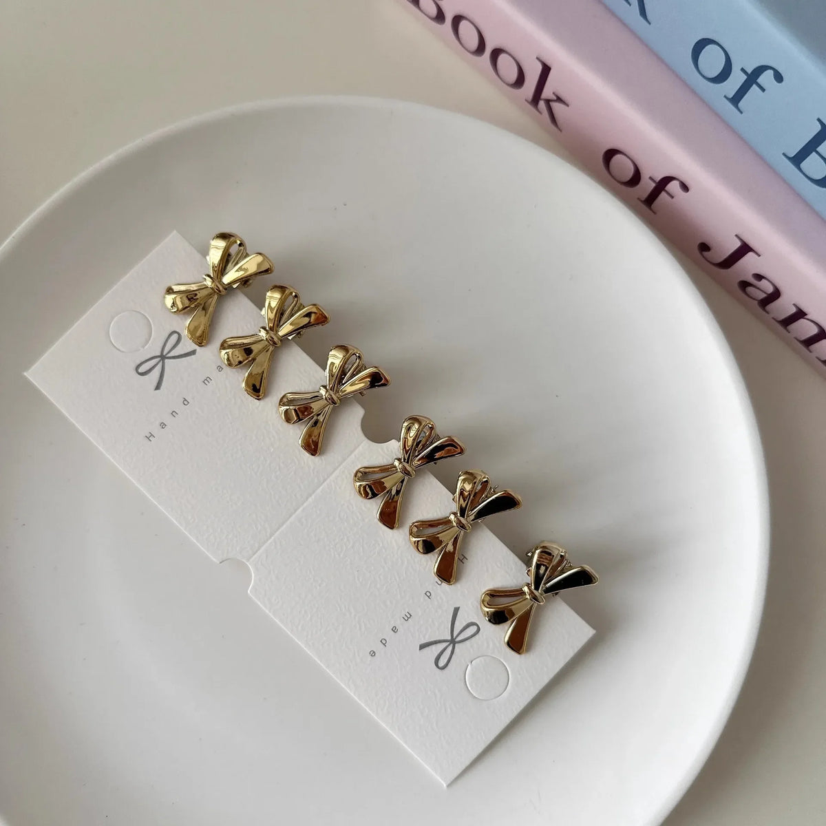 6Pcs Women's Gold Bow Hairpins Set - Mini Hair Accessories for Girls