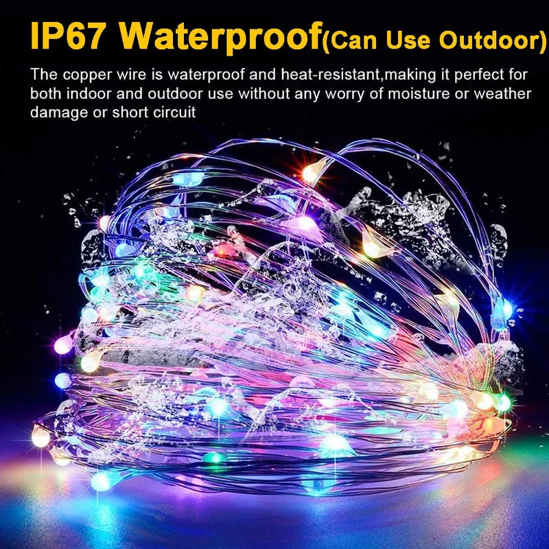 Outdoor Solar Fairy String Lights Waterproof Garden Decoration with 8 Modes