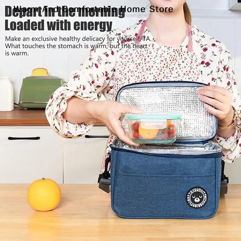 Insulated Large-Capacity Lunch Bag - Waterproof Food Tote with Adjustable Strap