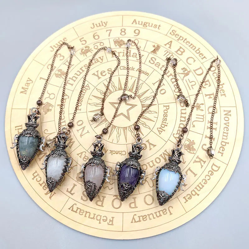 Natural Crystal Pendulum for Divination and Healing - Black Obsidian & Quartz