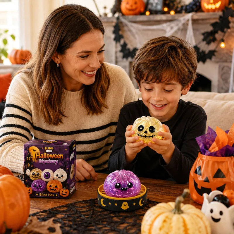 Halloween Mystery Blind Box Glitter Squishy Fidget Toy Pumpkin Ghost Skull Stress Relief